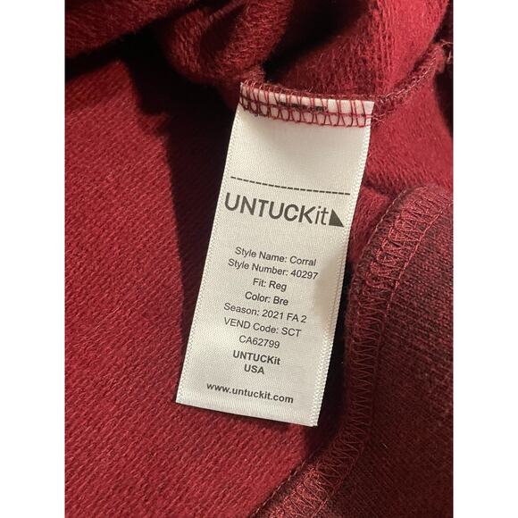 UNTUCKit 1/4 Zip Sweatshirt Size Large Burgundy Men's Corral Style #40297 - Picture 8 of 8